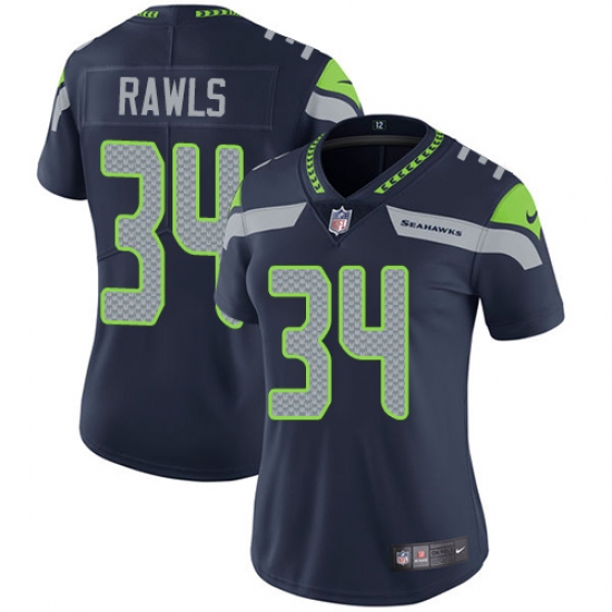 Women's Nike Seattle Seahawks #34 Thomas Rawls Steel Blue Team Color Vapor Untouchable Limited Player NFL Jersey - Ujersey