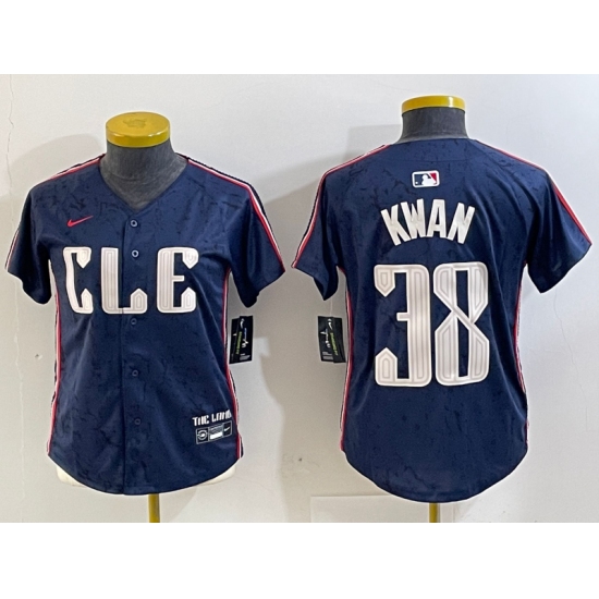 Women's Cleveland Guardians #38 Steven Kwan Navy 2024 City Connect Limited Stitched Jersey - Ujersey