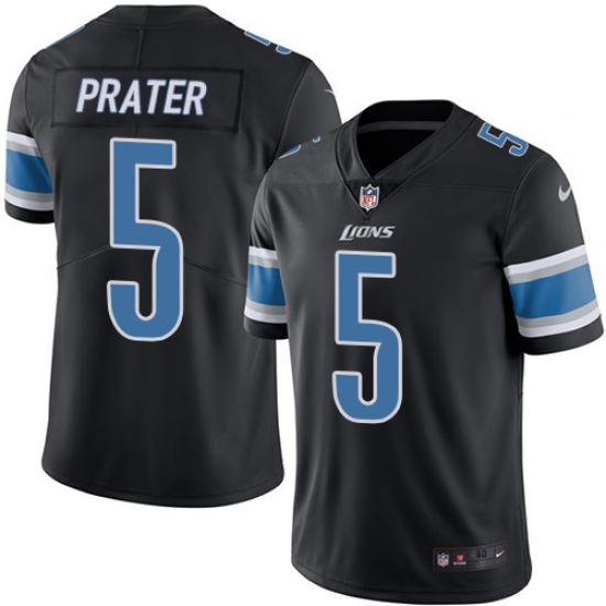 Men's Nike Detroit Lions #5 Matt Prater Elite Black Rush Vapor Untouchable NFL Jersey - Ujersey