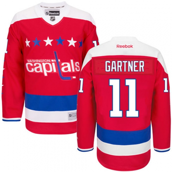 Men's Reebok Washington Capitals #11 Mike Gartner Premier Red Third NHL Jersey - Ujersey