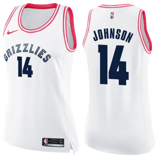 Women's Nike Memphis Grizzlies #14 Brice Johnson Swingman White/Pink Fashion NBA Jersey - Ujersey