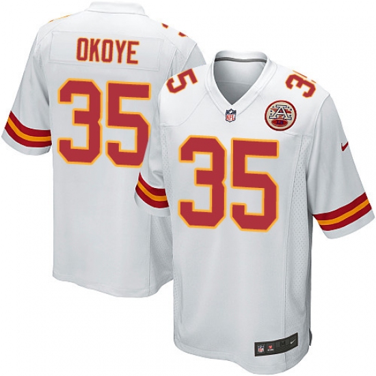 Men's Nike Kansas City Chiefs #35 Christian Okoye Game White NFL Jersey - Ujersey