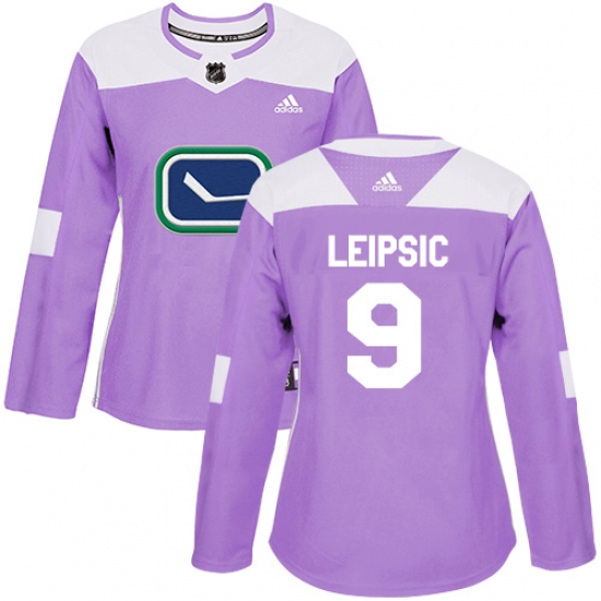 Women's Adidas Vancouver Canucks #9 Brendan Leipsic Authentic Purple Fights Cancer Practice NHL Jersey - Ujersey