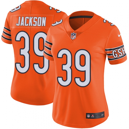 Women's Nike Chicago Bears #39 Eddie Jackson Limited Orange Rush Vapor Untouchable NFL Jersey - Ujersey