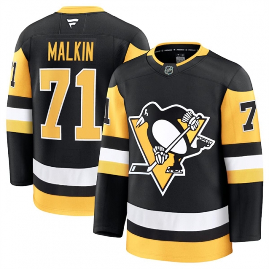 Men's Pittsburgh Penguins #71 Evgeni Malkin Black 2024-25 Home Stitched Hockey Jersey - Ujersey
