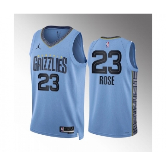 Men's Memphis Grizzlies #23 Derrick Rose Blue Statement Edition Stitched Basketball Jersey - Ujersey