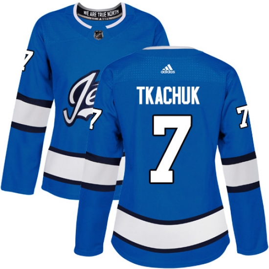 Women's Adidas Winnipeg Jets #7 Keith Tkachuk Authentic Blue Alternate NHL Jersey - Ujersey
