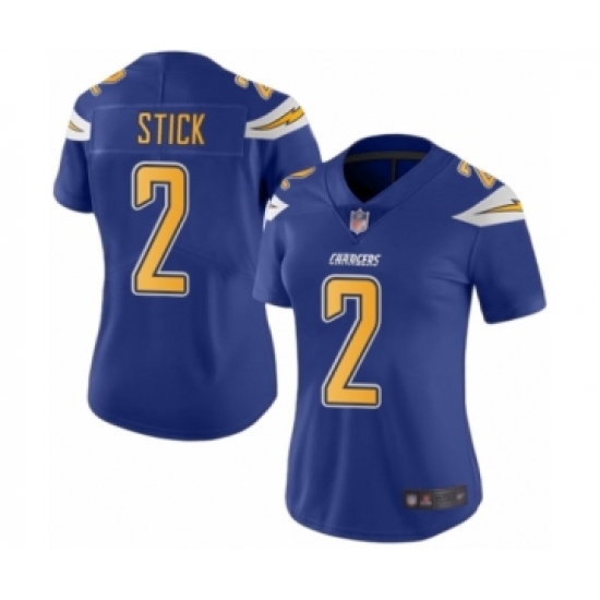 Women's Los Angeles Chargers #2 Easton Stick Limited Electric Blue Rush Vapor Untouchable Football Jersey - Ujersey