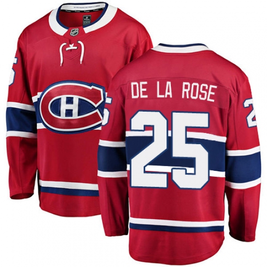 Youth Montreal Canadiens #25 Jacob de la Rose Authentic Red Home Fanatics Branded Breakaway NHL Jersey - Ujersey