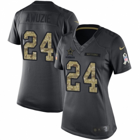 Women's Nike Dallas Cowboys #24 Chidobe Awuzie Limited Black 2016 Salute to Service NFL Jersey - Ujersey