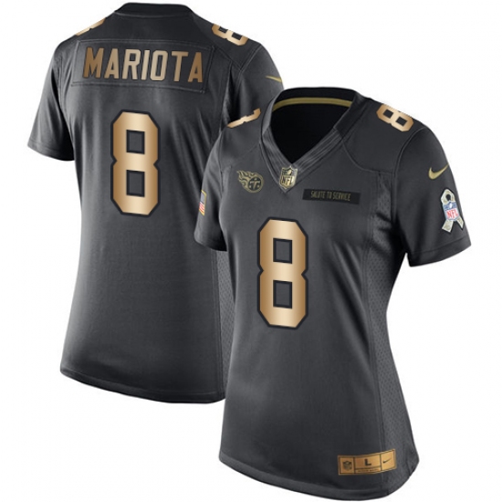 Women's Nike Tennessee Titans #8 Marcus Mariota Limited Black/Gold Salute to Service NFL Jersey - Ujersey