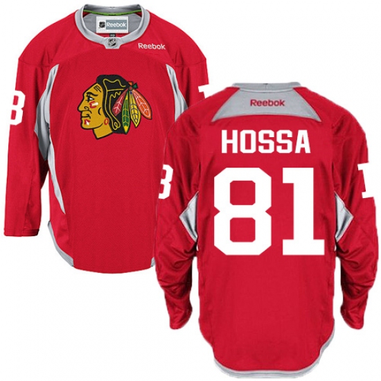 Men's Reebok Chicago Blackhawks #81 Marian Hossa Authentic Red Practice NHL Jersey - Ujersey