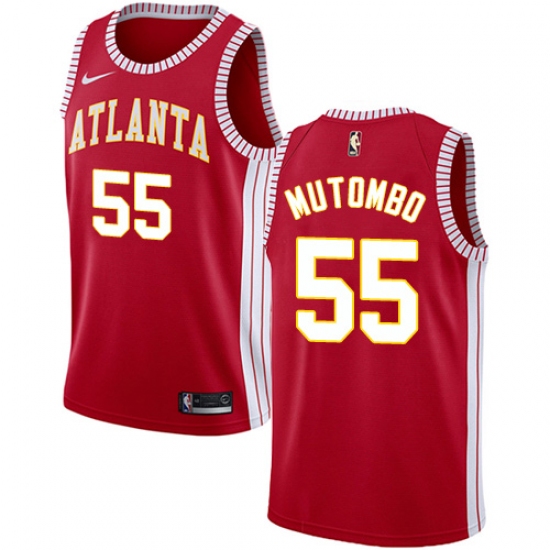 Men's Nike Atlanta Hawks #55 Dikembe Mutombo Authentic Red NBA Jersey Statement Edition - Ujersey