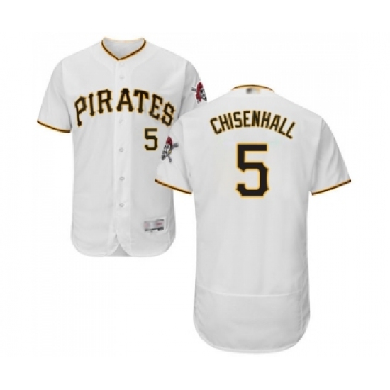 Men's Pittsburgh Pirates #5 Lonnie Chisenhall White Home Flex Base Authentic Collection Baseball Jersey - Ujersey