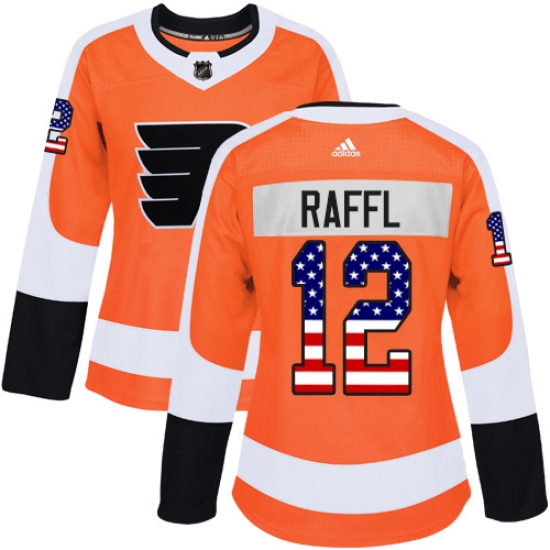 Women's Adidas Philadelphia Flyers #12 Michael Raffl Authentic Orange USA Flag Fashion NHL Jersey - Ujersey