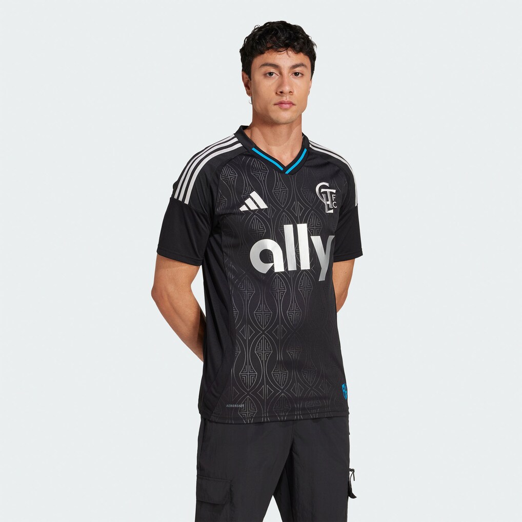 Men's Charlotte FC adidas Black 2025 Fortress Kit Replica Jersey - Ujersey