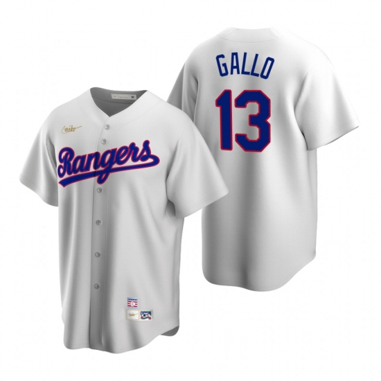 Men's Nike Texas Rangers #13 Joey Gallo White Cooperstown Collection Home Stitched Baseball Jersey - Ujersey