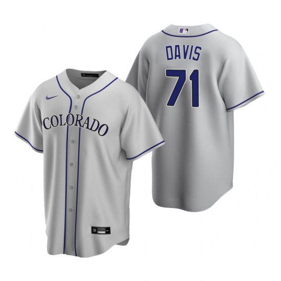 Men's Nike Colorado Rockies #71 Wade Davis Gray Road Stitched Baseball Jersey - Ujersey