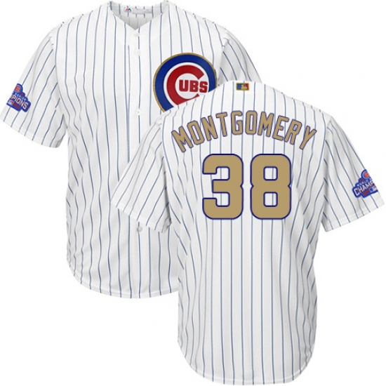 Youth Majestic Chicago Cubs #38 Mike Montgomery Authentic White 2017 Gold Program Cool Base MLB Jersey - Ujersey