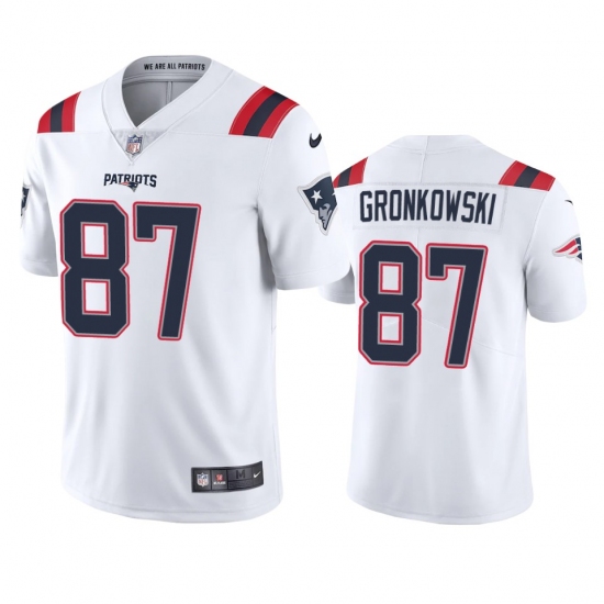 Nike New England Patriots #87 Rob Gronkowski Men's White 2020 Vapor Limited Jersey - Ujersey