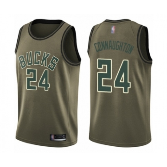 Men's Milwaukee Bucks #24 Pat Connaughton Swingman Green Salute to Service Basketball Jersey - Ujersey