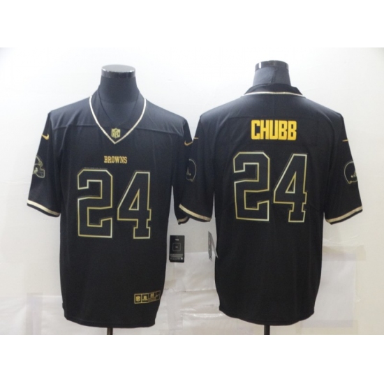 Men's Cleveland Browns #24 Nick Chubb Olive Gold Nike 2020 Salute To Service Limited Jersey - Ujersey