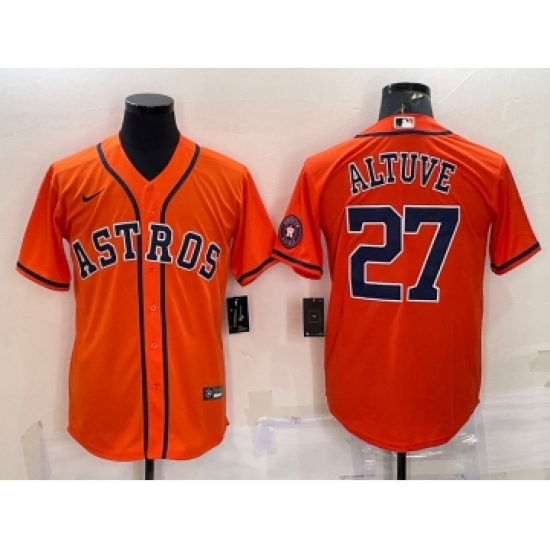 Men's Houston Astros #27 Jose Altuve Orange With Patch Stitched MLB Cool Base Nike Jersey - Ujersey
