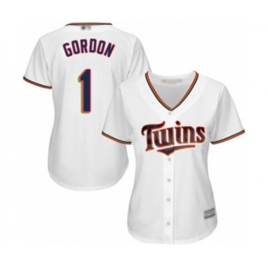 Women's Minnesota Twins #1 Nick Gordon Authentic White Home Cool Base Baseball Player Jersey - Ujersey