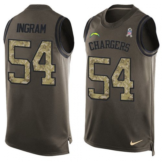 Men's Nike Los Angeles Chargers #54 Melvin Ingram Limited Green Salute to Service Tank Top NFL Jersey - Ujersey