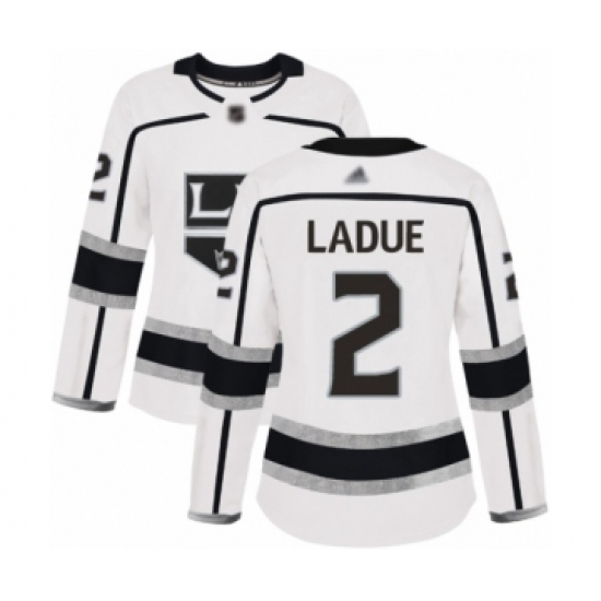 Women's Los Angeles Kings #2 Paul LaDue Authentic White Away Hockey Jersey - Ujersey