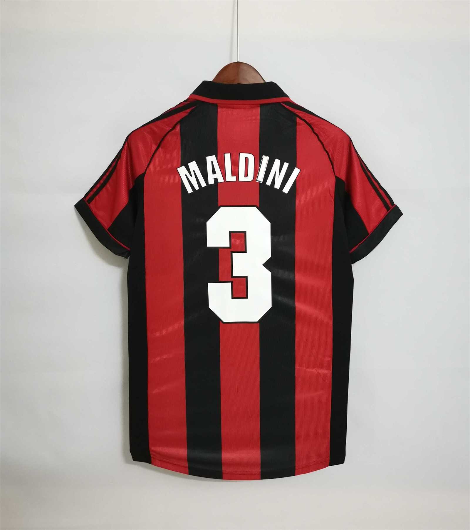 Maldini #3 AC Milan Retro Soccer Jersey Home Custom Shirt 1998/00 - ujerseystore