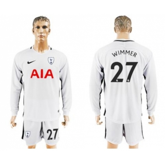 Tottenham Hotspur #27 Wimmer Home Long Sleeves Soccer Club Jersey
