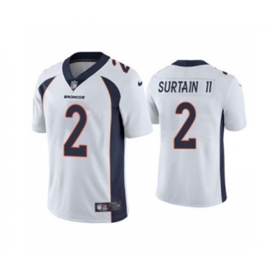 Men's Denver Broncos #2 Patrick Surtain II 2021 Football Draft White Vapor Untouchable Limited Jersey - Ujersey