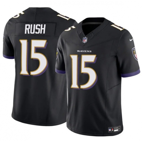 Men's Baltimore Ravens #15 Cooper Rush Black 2025 F.U.S.E Vapor Limited Football Jersey - Ujersey