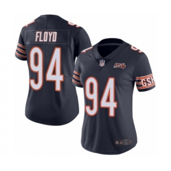 Women's Chicago Bears #94 Leonard Floyd Navy Blue Team Color 100th Season Limited Football Jersey - Ujersey