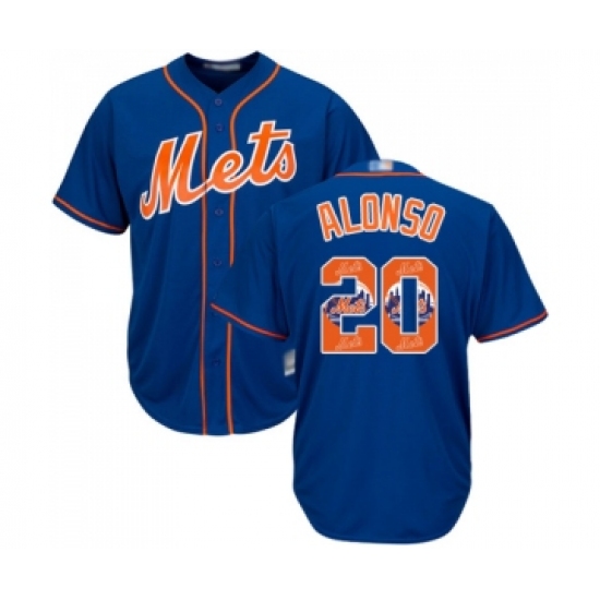 Men's New York Mets #20 Pete Alonso Authentic Royal Blue Team Logo Fashion Cool Base Baseball Jersey - Ujersey