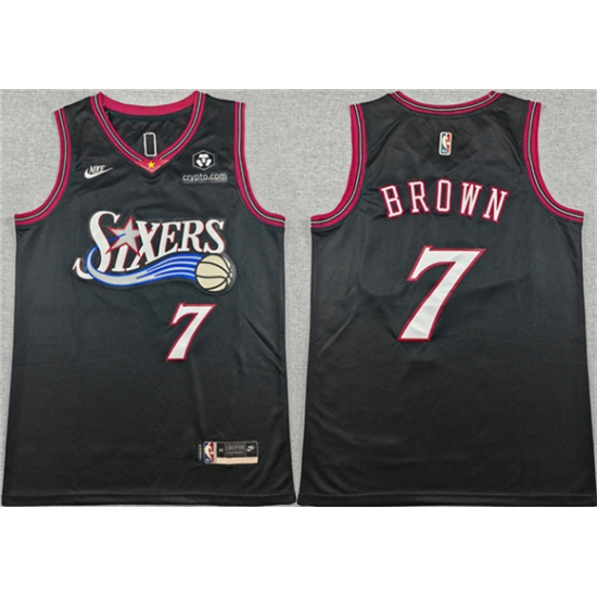 Men's Philadelphia 76ers #7 Jaylen Brown Black 2026 Classic Edition Stitched Jersey - Ujersey