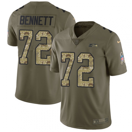Youth Nike Seattle Seahawks #72 Michael Bennett Limited Olive/Camo 2017 Salute to Service NFL Jersey - Ujersey