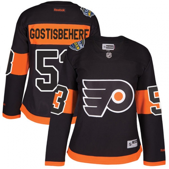 Women's Reebok Philadelphia Flyers #53 Shayne Gostisbehere Premier Black 2017 Stadium Series NHL Jersey - Ujersey