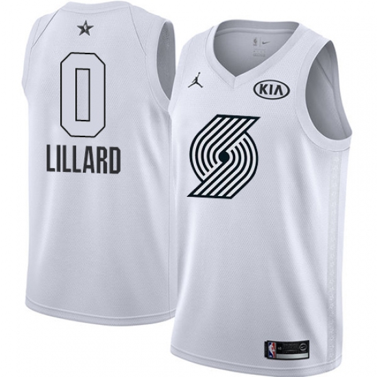 Youth Nike Jordan Portland Trail Blazers #0 Damian Lillard Swingman White 2018 All-Star Game NBA Jersey - Ujersey