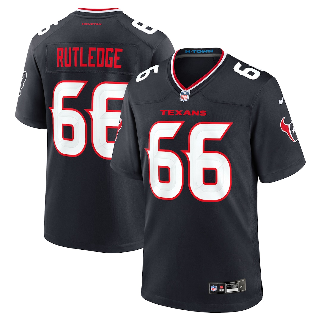 Men's Houston Texans Keylan Rutledge Nike Navy 2026 NFL Draft First Round Pick No. 26 Team Game Jersey - Ujersey