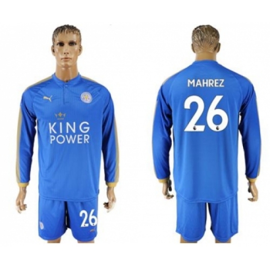 Leicester City #26 Mahrez Home Long Sleeves Soccer Club Jersey