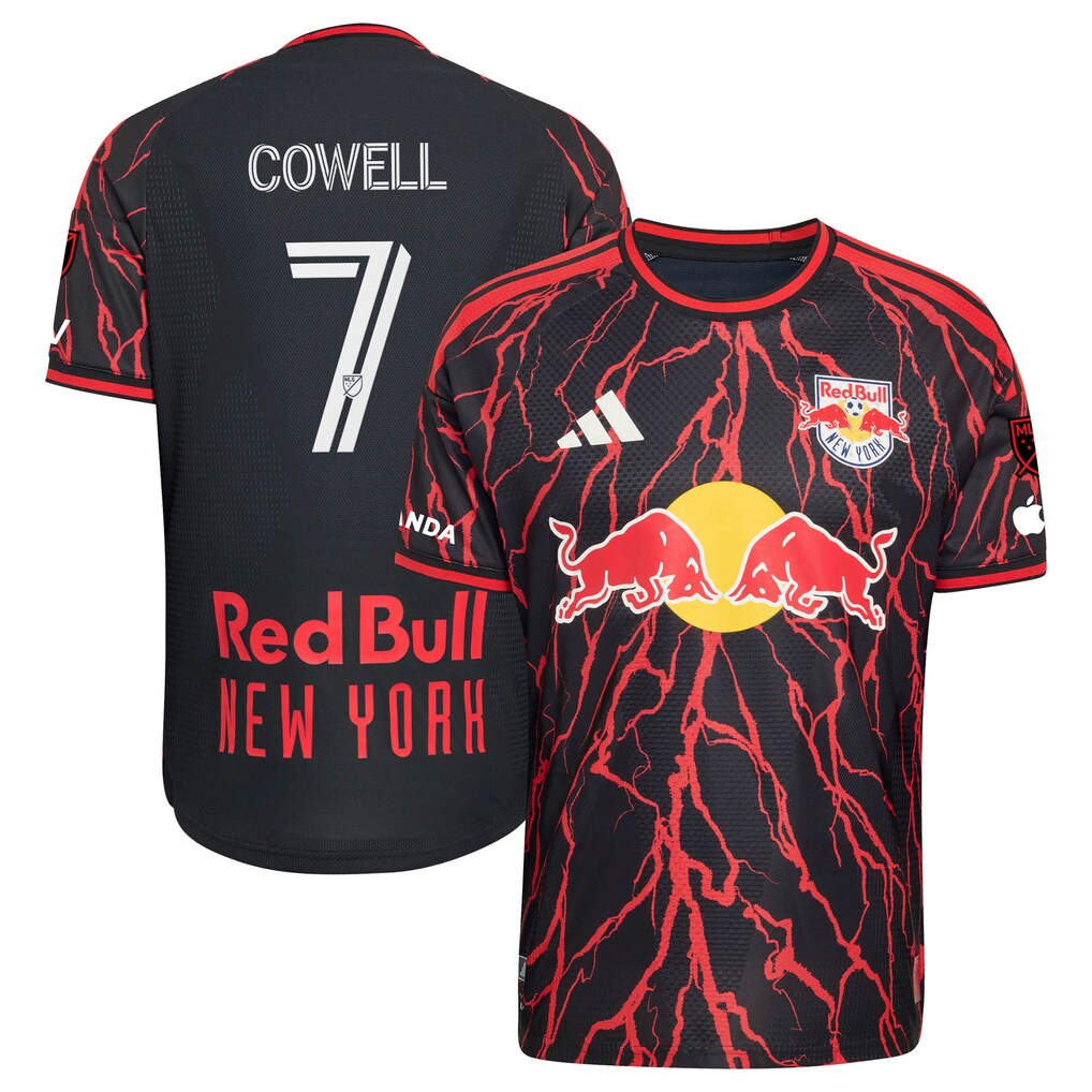 Men's New York Red Bulls Cade Cowell adidas Black 2026 The Rooted Kit On-Field Authentic Patch Jersey - Ujersey