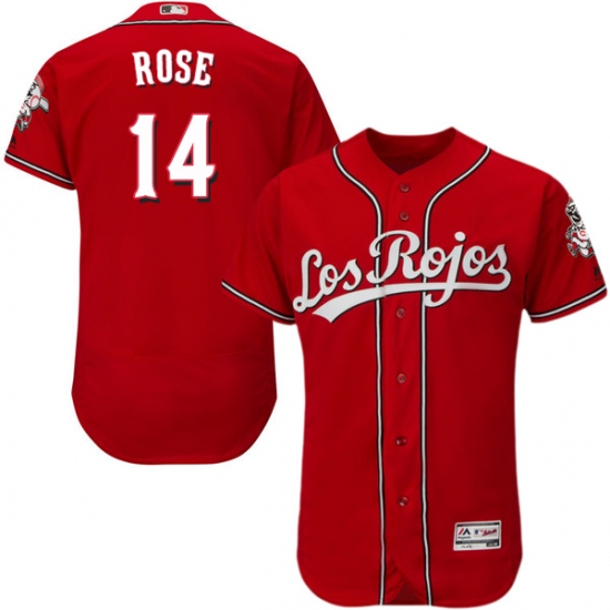 Men's Majestic Cincinnati Reds #14 Pete Rose Red Los Rojos Flexbase Authentic Collection MLB Jersey - Ujersey