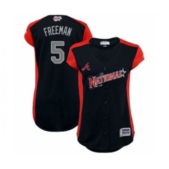 Women's Atlanta Braves #5 Freddie Freeman Authentic Navy Blue National League 2019 Baseball All-Star Jersey - Ujersey