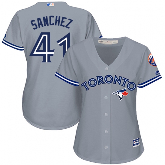 Women's Majestic Toronto Blue Jays #41 Aaron Sanchez Authentic Grey Road MLB Jersey - Ujersey