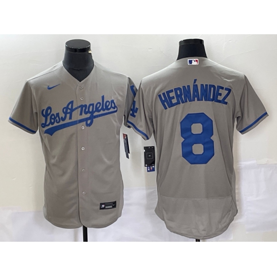 Men's Nike Los Angeles Dodgers #8 Enrique Hernandez Gray Home Replica Player Jersey - Ujersey