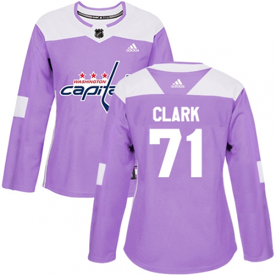 Women's Adidas Washington Capitals #71 Kody Clark Authentic Purple Fights Cancer Practice NHL Jersey - Ujersey