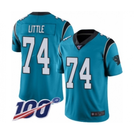 Men's Carolina Panthers #74 Greg Little Blue Alternate Vapor Untouchable Limited Player 100th Season Football Jersey - Ujersey