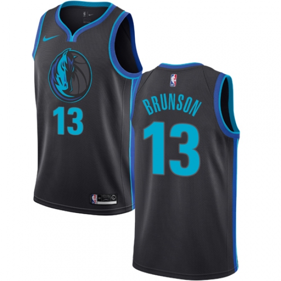 Men's Nike Dallas Mavericks #13 Jalen Brunson Swingman Charcoal NBA Jersey - City Edition - Ujersey
